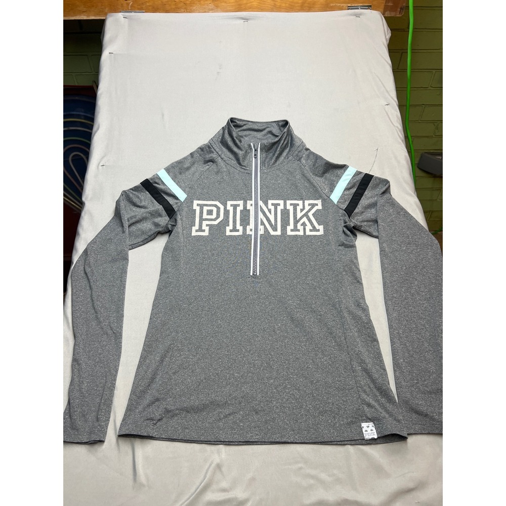 Victoria's Secret PINK Ultimate Half Zip Pullover Gray Athletic Top Small